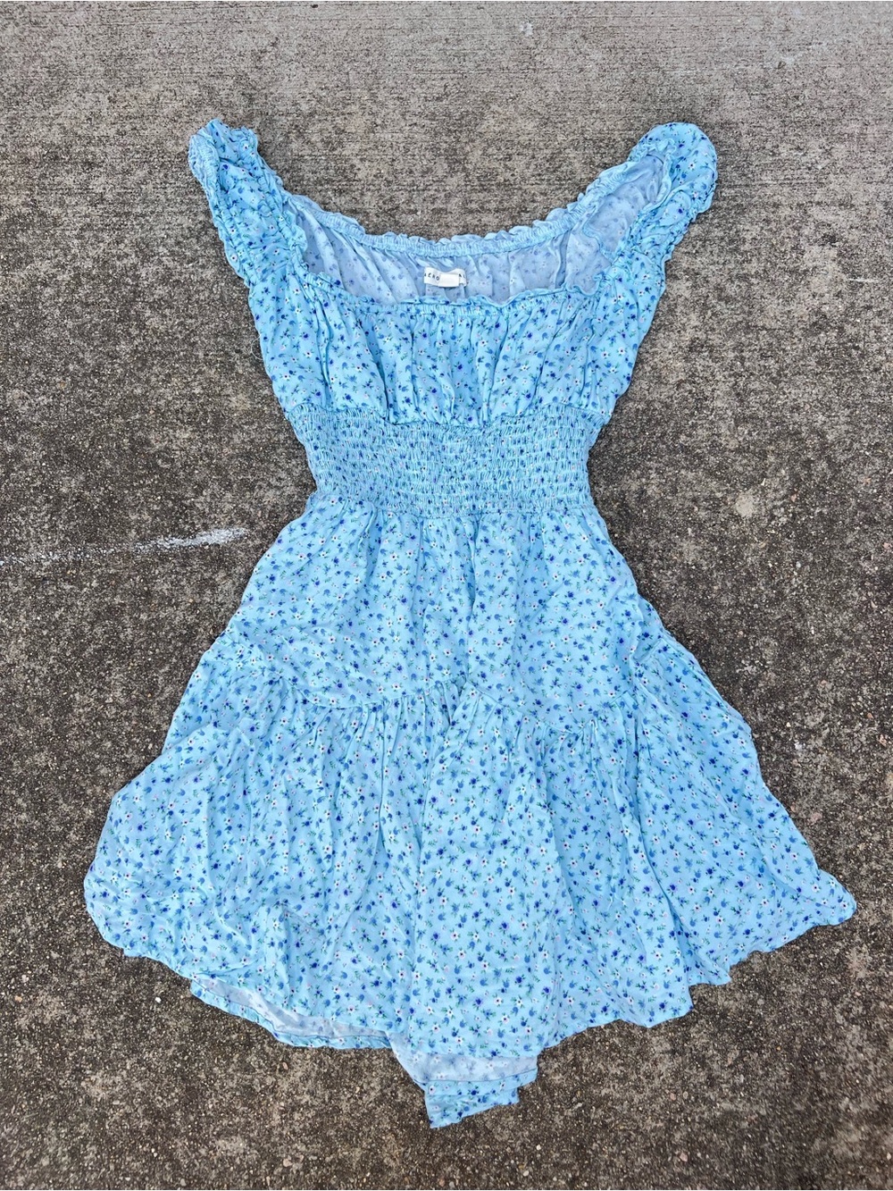 Aeropostale Blue Fainty Floral Mini Dress Ruched Bust Fit & Flare Size Small
